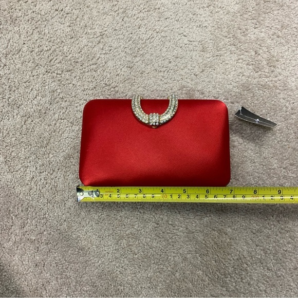 INC International Concepts Red Clutch with Silver Accent - Picture 12 of 14